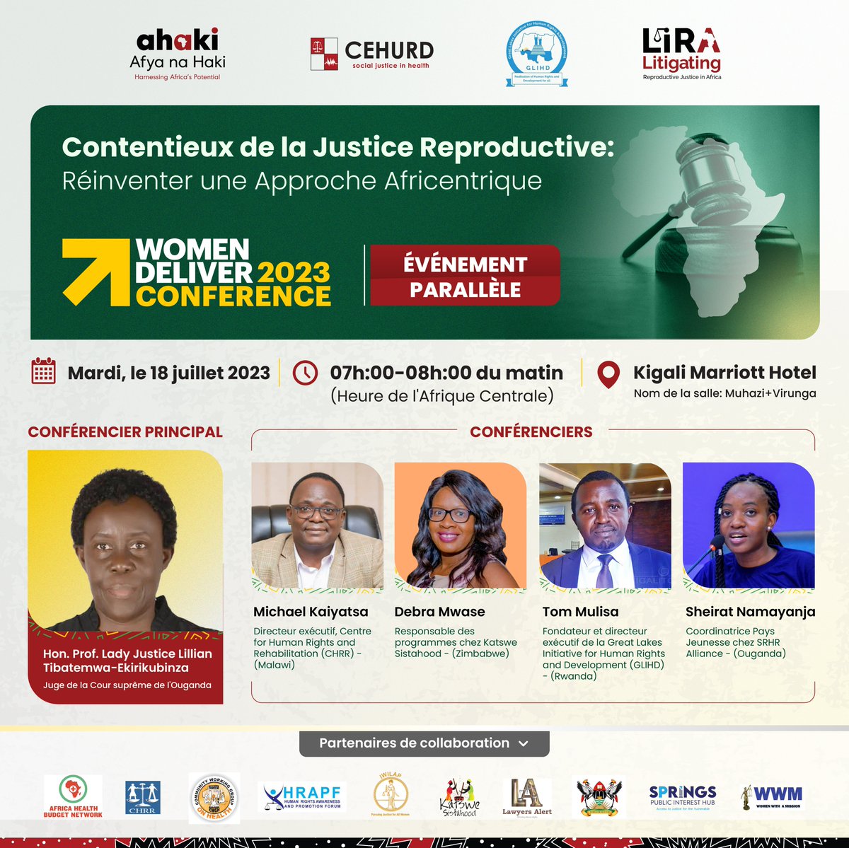 The side event will convene different stakeholders from across Africa to discuss and share experiences on the challenges and opportunities of litigating Reproductive Justice in Africa.
See below for the lineup of speakers.
#WD2023