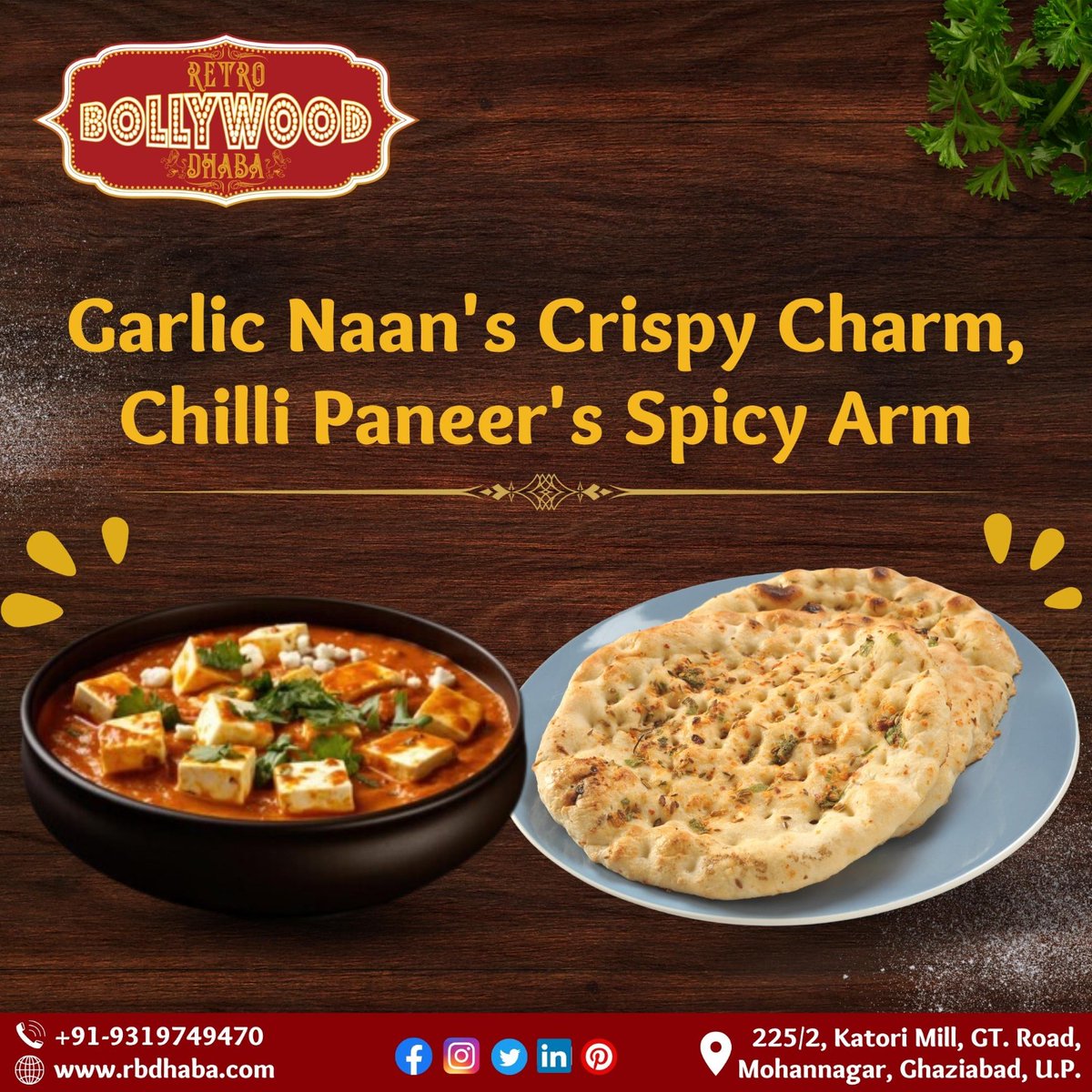 RetroBdhaba's tweet photo. "Indulge in the perfect harmony of flavors with our Garlic Naan paired with Chilli Paneer Gravy at Retro Bollywood Dhaba! 🌶️🍞"

#RetroBollywoodDhaba #GarlicNaan #ChilliPaneerGravy #BollywoodFlavors #FoodieLife #TasteBudAdventure #BollywoodFoodCravings #PaneerLove https://t.co/20G3WmIyRa