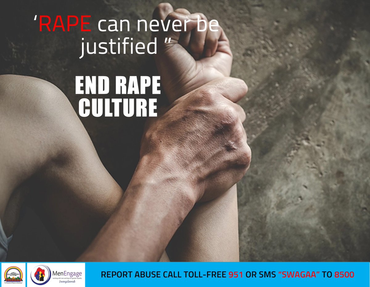 Rape culture is an environment where sexual violence is normalized, justified &amp; not challenged enough by society. It is often characterized by victim-blaming. Let's put an end to rape culture &amp; support survivors of sexual violence. #EndRape #endGBV  #towardsaviolencefreeeswatini