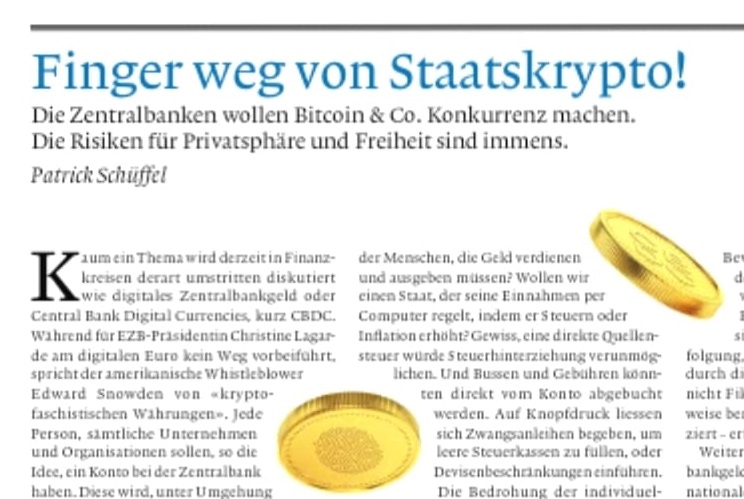 Dr. Patrick Schueffel (@schueffel) on Twitter photo Mit ๐๐ถ๐ด๐ถ๐๐ฎ๐น๐ฒ๐บ #Zentralbankgeld (#CBDC) steht das Geldwesen vor einem fundamentalen Wandel๐๏ธ. Meine Gedanken hierzu teile ich in der aktuellen Ausgabe der ๐ช๐ฒ๐น๐๐๐ผ๐ฐ๐ต๐ฒ ๐ฐ:
weltwoche.ch/story/finger-wโฆ
#Bargeld #DigitalesZentralbankgeld #programmierbaresGeld #Krise Mit ๐๐ถ๐ด๐ถ๐๐ฎ๐น๐ฒ๐บ #Zentralbankgeld (#CBDC) steht das Geldwesen vor einem fundamentalen Wandel๐๏ธ. Meine Gedanken hierzu teile ich in der aktuellen Ausgabe der ๐ช๐ฒ๐น๐๐๐ผ๐ฐ๐ต๐ฒ ๐ฐ:
weltwoche.ch/story/finger-wโฆ
#Bargeld #DigitalesZentralbankgeld #programmierbaresGeld #Krise