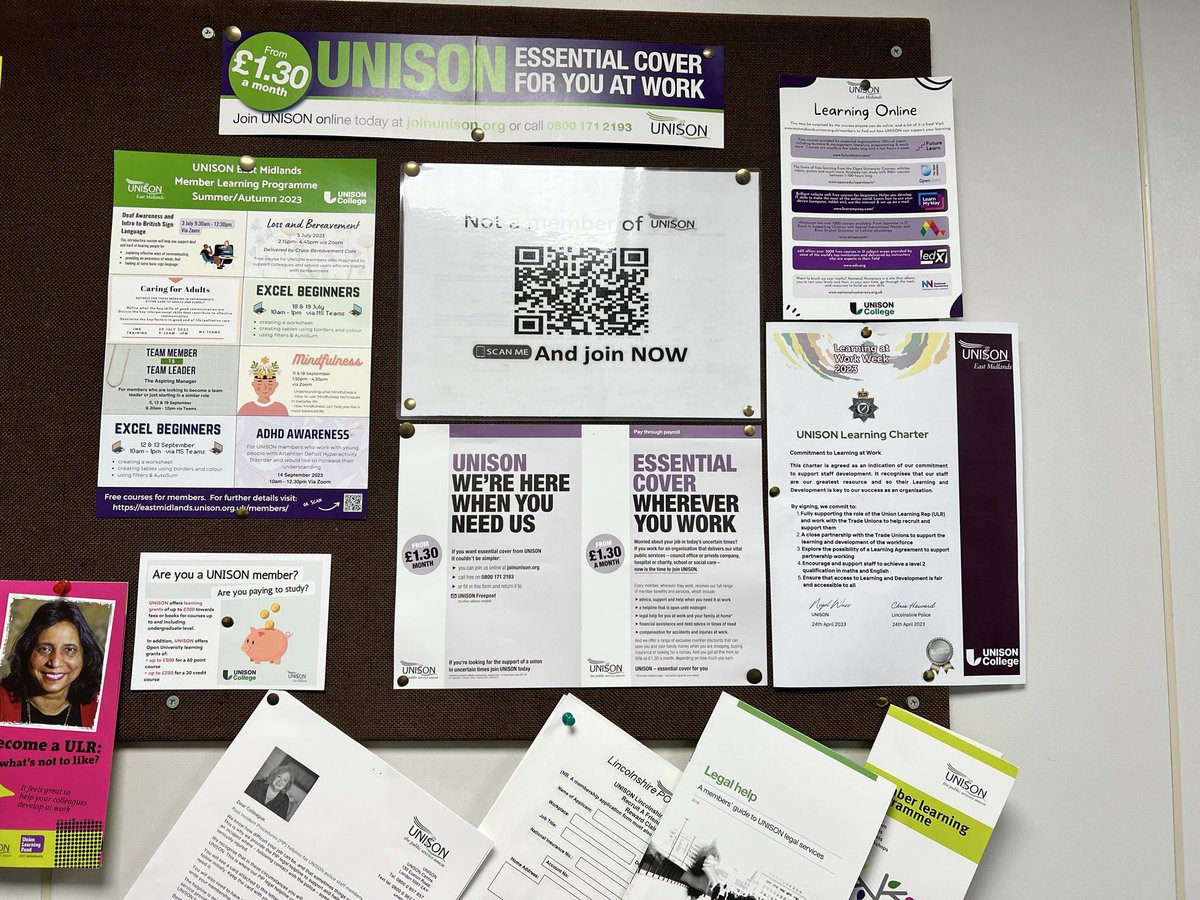 LincsPolUNISON's tweet photo. Hope it’s a good day for everyone @LincsPolUNISON @UNISONEastMids 👊 You can’t beat a good @unisontheunion #NoticeBoard especially with our @unisonlearning Learning Charter on the board @UNISONEMidsLMD https://t.co/hL6qlAx4Tu