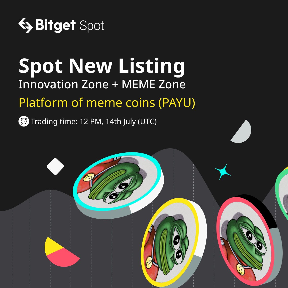 🆕 Spot New Listing

#Bitget will list $PAYU/USDT on July 14, 12 PM UTC in #Innovation &amp; #MEME Zone <a href="/payu_coin/">PAYU</a>

✅ Deposit is now open

🎁 A total $100 #giveaway for 10 members! Just RT + TAG 3 friends

Listing info: bitget.com/en/support/art…

Campaign info: bitget.com/en/support/art…