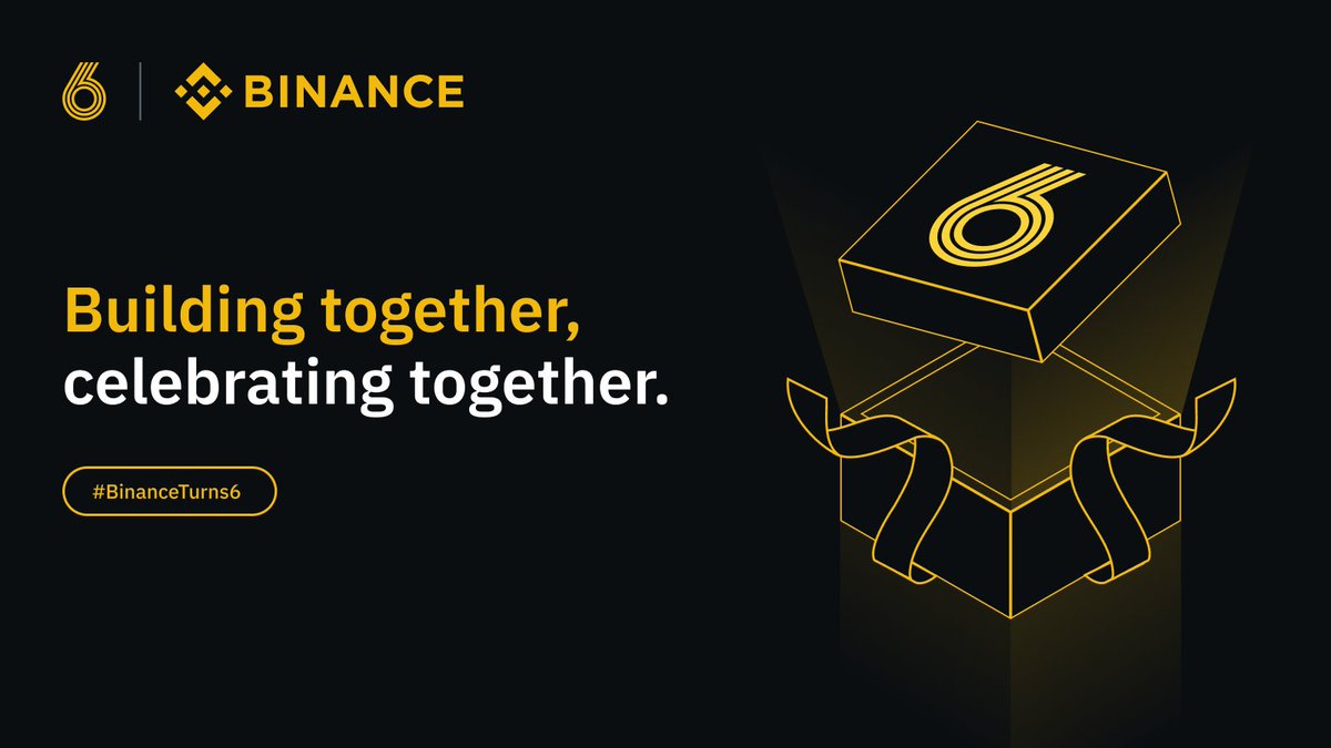 binance's tweet photo. We're all building the future of crypto together.

It's a gift to be able to work towards the freedom of money with all of you.

Let's celebrate #BinanceTurns6 as a community 🤝 https://t.co/gAOb5SozUV