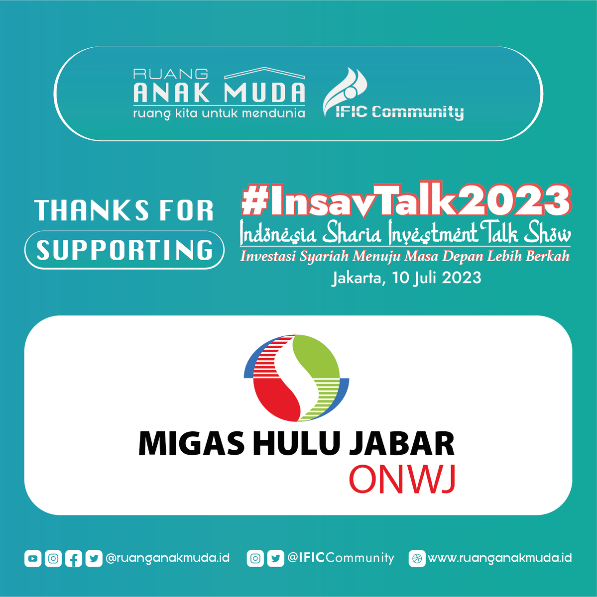 IFICCommunity's tweet photo. Terima kasih kepada @MujOnwj atas dukungannya pada kegiatan INSAV Talk 2023.  #INSAVTalk2023 #RuangAnakMuda #IFICCommunity https://t.co/Dpjli4F0lX