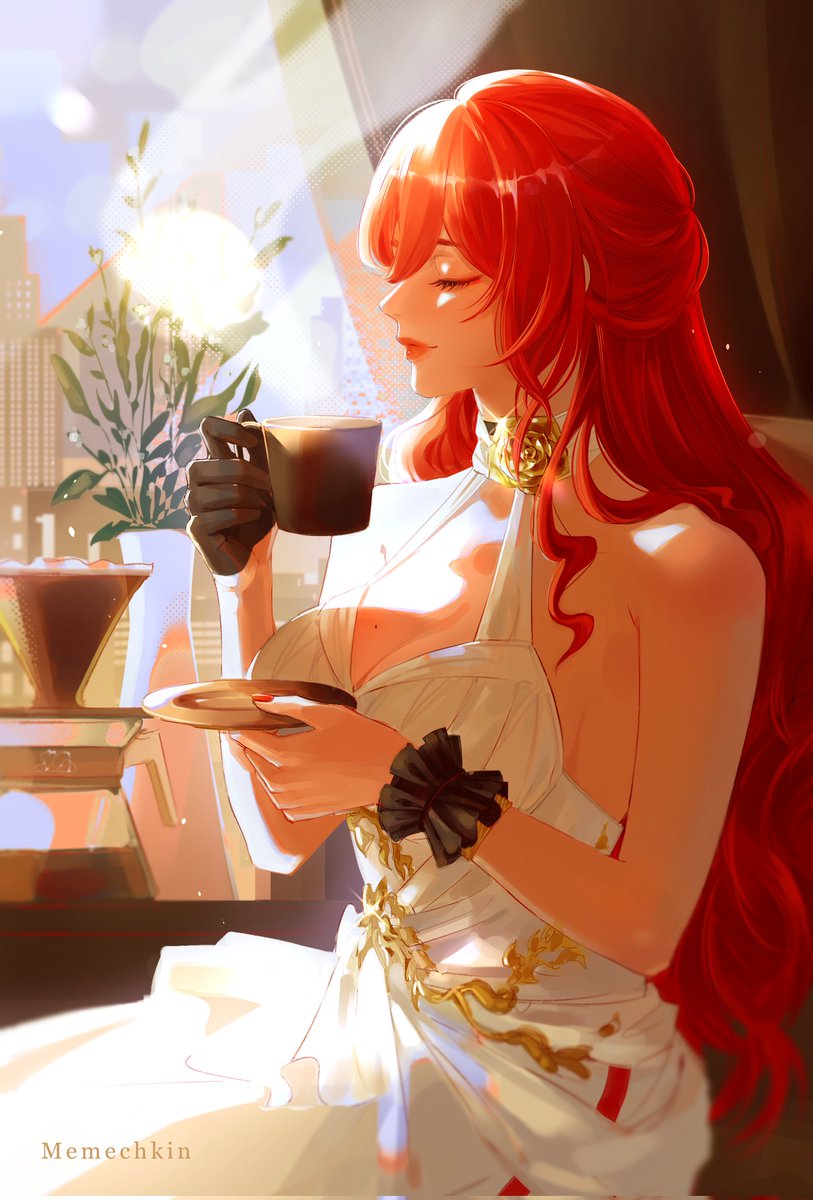 Memechkin's tweet photo. #Himeko loves ☕s https://t.co/SGafV568nc