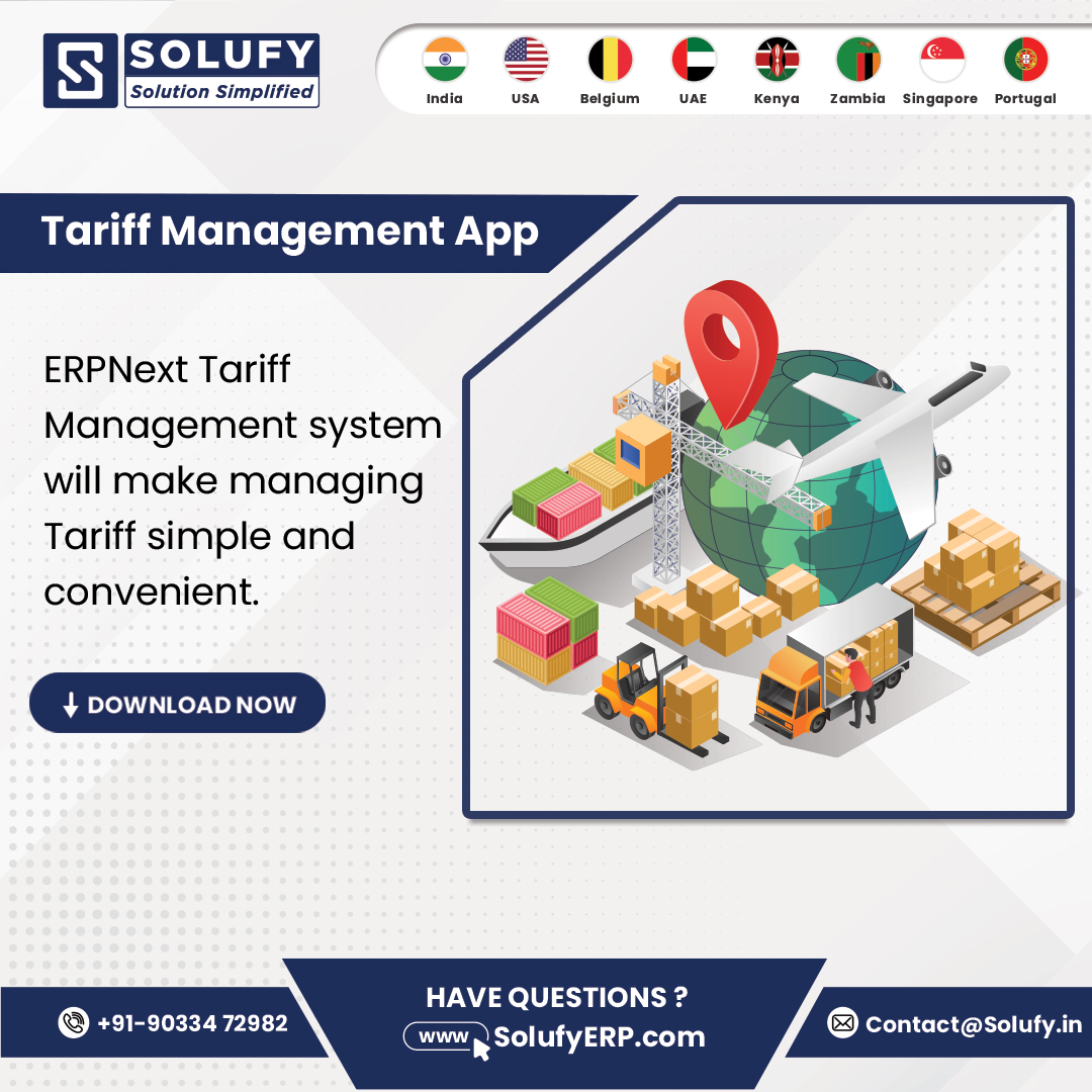 SolufyERP's tweet photo. 💻 #ERPNext proves to be a helpful facilitator for #tariffsystem as it enhances and eases the whole process of dealing with extra charges to attaching invoices
🛒 Buy Now:
https://t.co/4UqXR1mmL0
📱 Call or Whatsapp
+91-9033472982
📧 For any query:
contact@solufy.in https://t.co/jkpLW27Aus