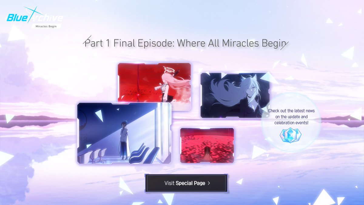 EN_BlueArchive's tweet photo. Sensei, the special webpage for Part 1 Final Episode of the Main Story is available now!
Follow the link below to see what's in store for Kivotos!

https://t.co/BsUqPRySke

#BlueArchive https://t.co/empn9iBCas