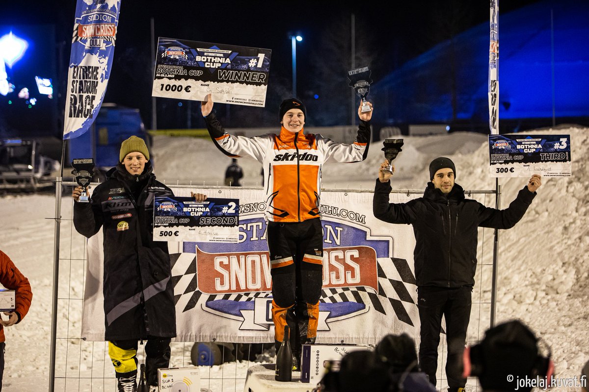 snowcrossoulu's tweet photo. Gustav Sahlsten won the International Bothnia Cup twice in a row!
Next season he'll race as a professional rider at @Isocracing-series in the USA.
We wish Gustav the best of luck and look forward to seeing him racing still in the Stadioncross of Oulu someday!

#elitemotorsports https://t.co/Uv9CuCnhBF