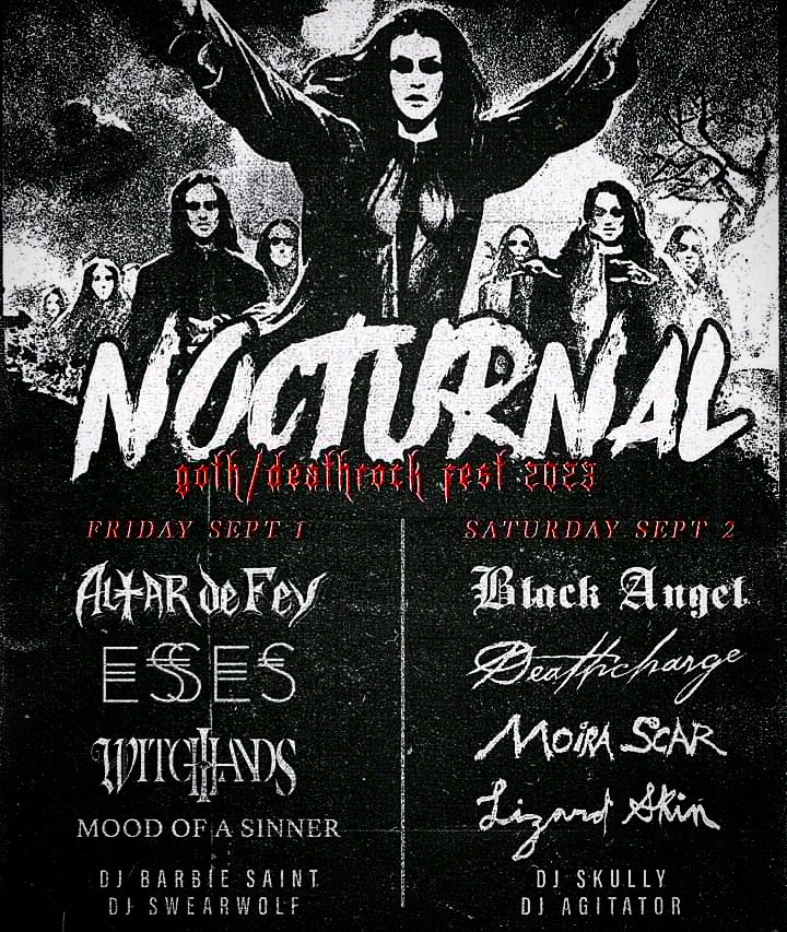 Hey,  Portland, Seattle
Can't make it to the legendary #Goth and #Deathrock lineup Murder of Crows in NYC?

We're headed your way with Altar De Fey, Esses, Mood of a Sinner, and Datura on those dates.

If you don't go see our pals in @Ausgang007 and Nox Novacula, come see us!