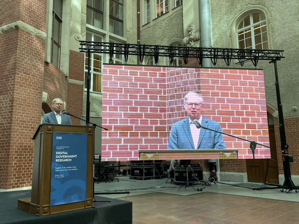 DGSociety's tweet photo. We are honored to have for today’s keynote lecture at #dgo2023 Prof. @WCellary talking about the future context of digital government #DGSCommunity 🤩 https://t.co/CxBcG8rawr