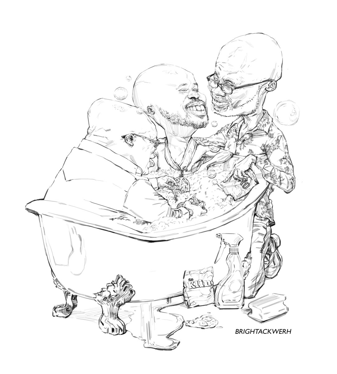 brightackwerh's tweet image. BATHERS
(imagine some deep insightful caption to complete this post. You may explain or list the references you identify and so on)

#abonsamcartoons #ghana #davidadjaye #historypaintinglol