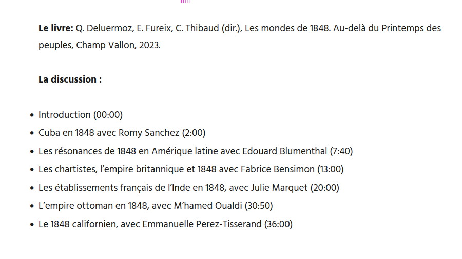 Dernier épisode de la saison : 297. Les résonances mondiales de 1848. Une émission chorale avec @oualdi_m @SFWamPearl @edoblum J. Marquet, F. Bensimon et Romy Sanchez, autour d'un livre collectif passionnant qui ouvre bien des horizons historio sur le XIXe parolesdhistoire.fr/index.php/2023…