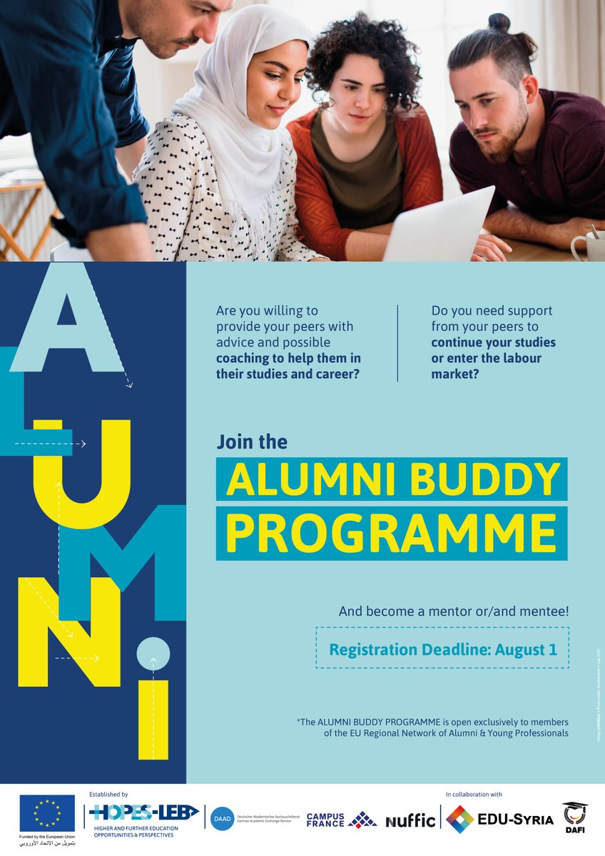 Announcement to the members of the EU Regional Network of Alumni & Young Professionals. The registration to the Alumni Buddy Programme is now open: framaforms.org/stmr-ltsjyl-fy…