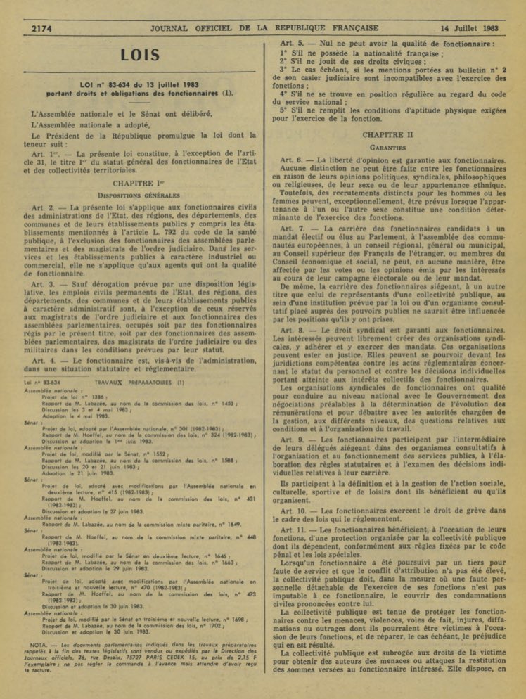 🎂40 ans et (presque) toutes ses dents.Le statut des #fonctionnaires fête ses 40 ans aujourd'hui avec l'anniversaire de la loi du 13 juillet 1983 portant droits et obligations des fonctionnaires, la loi “Le Pors”, du nom du ministre de la #FonctionPublique d'alors Anicet Le Pors