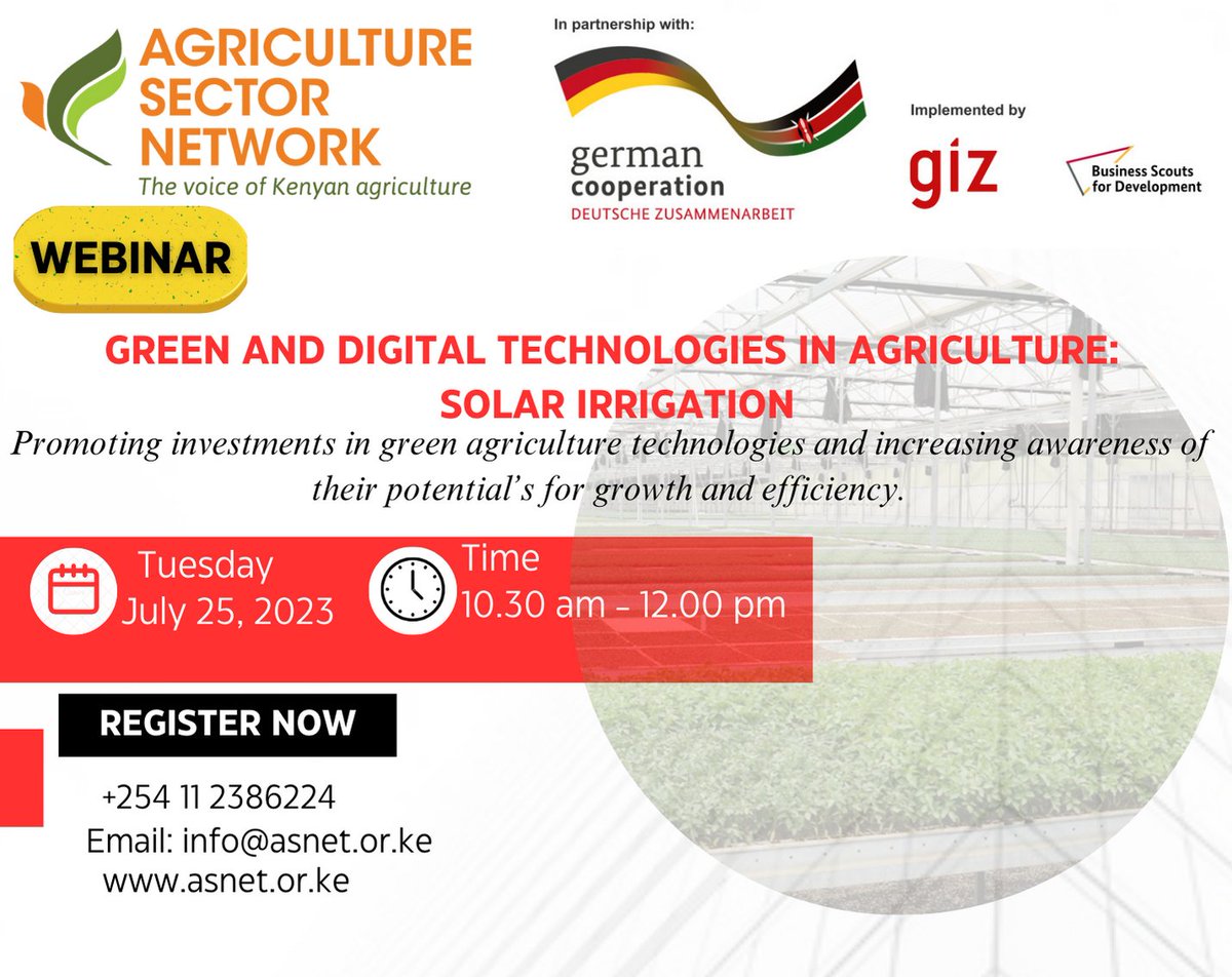 "A sustainable agriculture is one which depletes neither the people nor the land."Wendell Berry. At ASNET we never stop learning. Register using bit.ly/44jjtk7 for the upcoming webinar on green technologies. #BusinessScoutsforDevelopment #SDGMarketBuilding