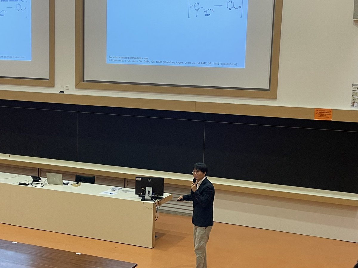 Prof. Cho Seung Hwan@POSTECH, my brother in chemistry (he did postdoc with Prof. John Hartwig), is presenting the chemistry of multi-borylated alkanes.