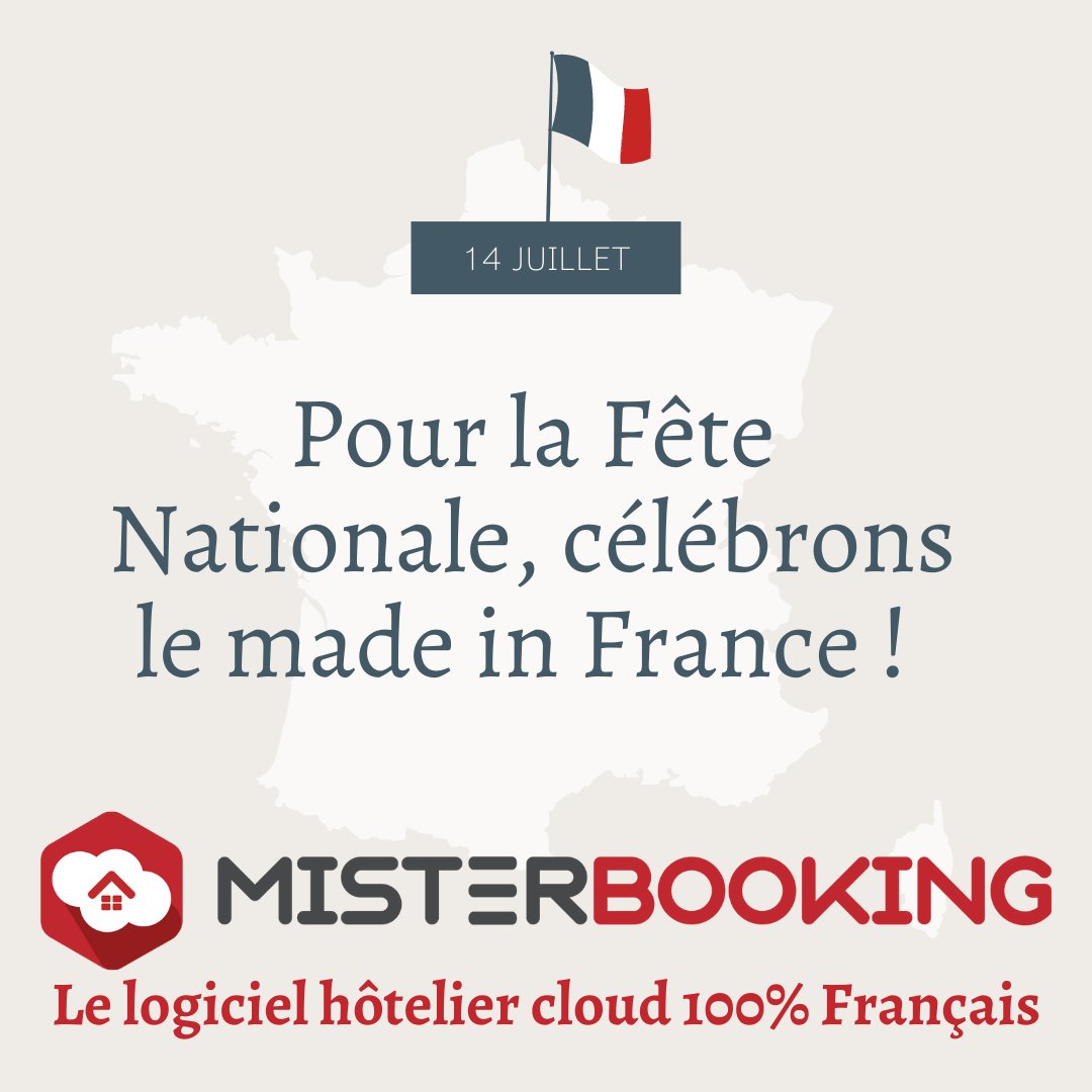 Joyeuses Fête Nationale Française à tous !  🔵⚪🔴
Chez Misterbooking, nous sommes fiers de notre #logiciel performant, 100% Français, conçu il y a 20 ans et toujours basé exclusivement en #France sous le 🌞 de Provence. En ce 14 Juillet, célébrons le #madeinfrance ! #frenchtech