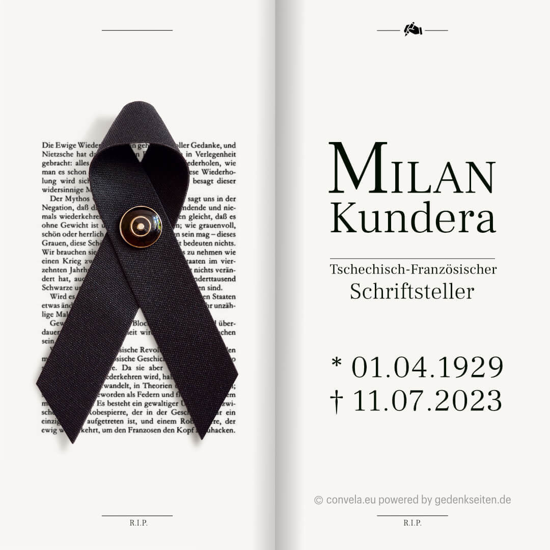 In Gedenken an den weltberühmten tschechisch-französischen Schriftsteller Milan Kundera 🖤📖!
#rip #restinpeace #ripmilankundera #milankundera #writers #theunbearablelightnessofbeing #unforgotten #inmemory #unvergessen #ingedenken #trauer #mourningribbon #trauerschleife #convela