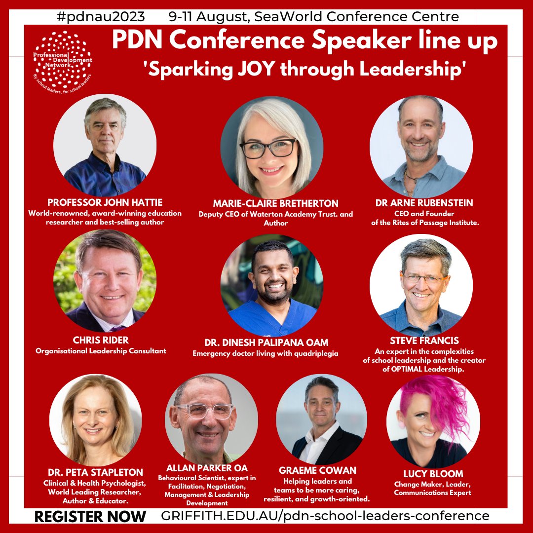 pdn_au's tweet photo. Are you ready to join our PDN School Leaders' Conference at SeaWorld Gold Coast on the 9-11 August?

Our speaker lineup will 'SPARK JOY' through your leadership journey!

Register now! https://t.co/JFHI40grXH 

#schoolleadersconference #pdnau #pdnau2023 #principals https://t.co/YjE6BnFyIm