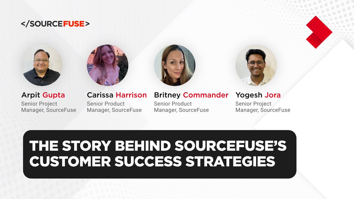 SourceFuse's tweet photo. At SourceFuse, we believe in putting our customers' success at the heart of everything we do! ๐๐ช Watch our Project/Product Managers, with a combined 40+ years of experience as they unravel the story behind our #CustomerSuccess strategies: https://t.co/NgByWMRW0L #LifeATSF https://t.co/vEnzTuUUA0