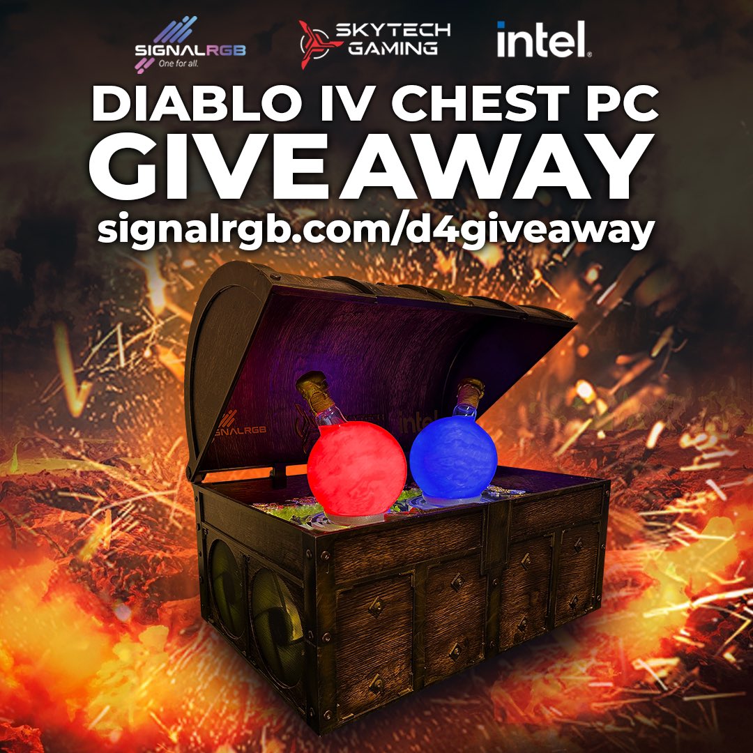 We teamed up with @SkytechGamingPC and @intel to bring you this epic PC that look’s like a #DiablolV silent chest with potions that react to your actual health and resource! Enter for a chance to win here: signalrgb.com/d4giveaway