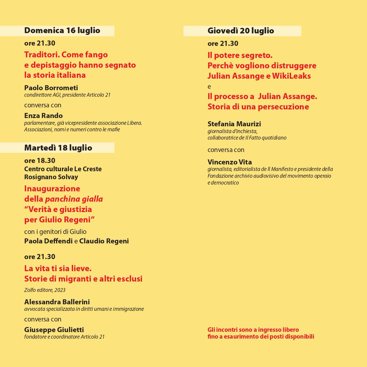 elisabetta cosci (@elisabettacosci) on Twitter photo Domenica 16 luglio ore 21,30 da FITO #castellopasquini #castiglioncello iniziamo il nostro racconto di verità scomode con <a href="/paoloborrometi/">Paolo Borrometi</a> e @RandoEnza per parlare di "Traditori: come fango e depistaggio hanno segnato la storia italiana" Domenica 16 luglio ore 21,30 da FITO #castellopasquini #castiglioncello iniziamo il nostro racconto di verità scomode con <a href="/paoloborrometi/">Paolo Borrometi</a> e @RandoEnza per parlare di "Traditori: come fango e depistaggio hanno segnato la storia italiana"