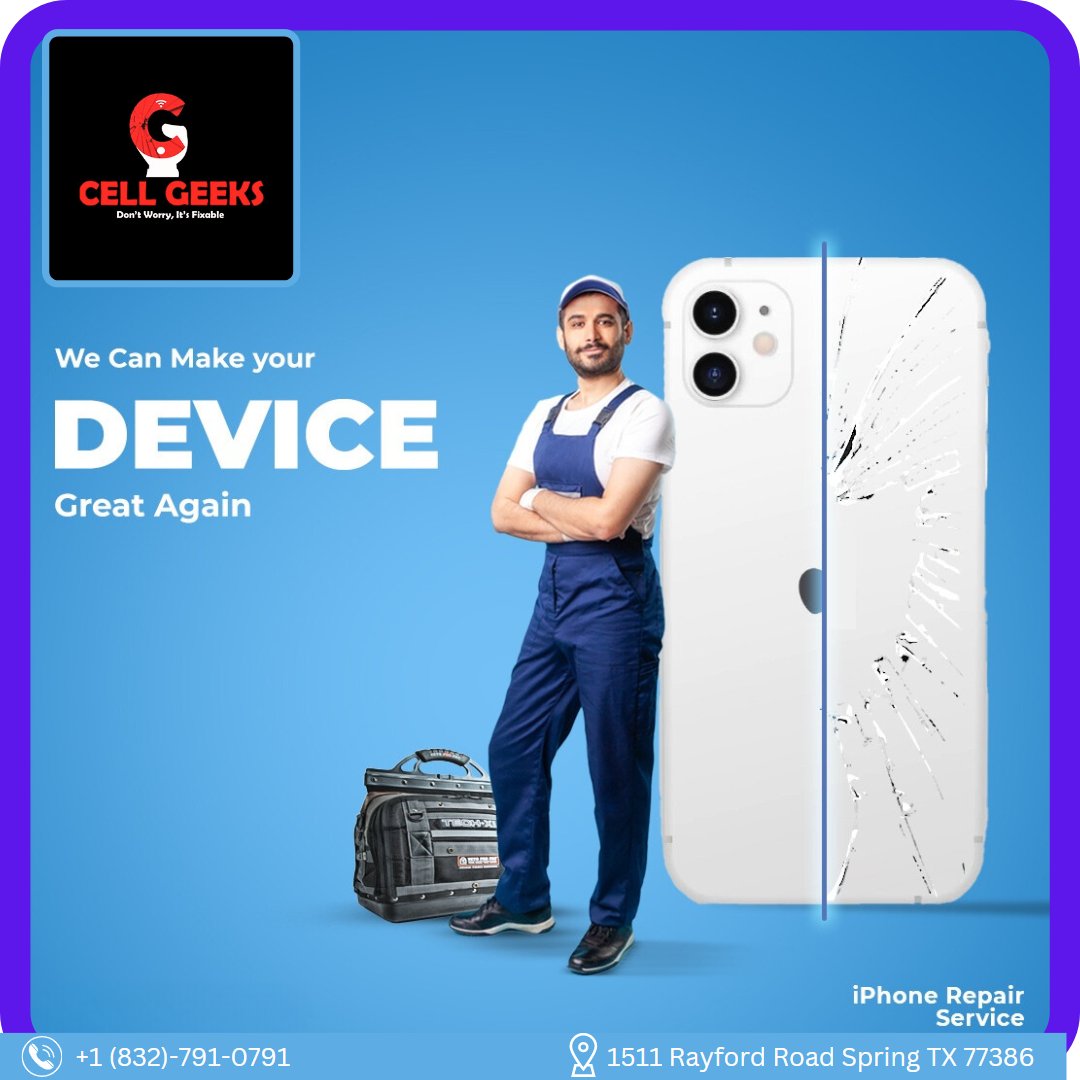 CELLGEEKS_1511's tweet photo. Our expert technicians at Cell Geeks makes your faulty devices live again. So, why to wait ? visit your nearest Cell Geeks store now.
Call: +1 (832)-791-0791
Address: 1511 Rayford Road Spring TX 77386
#cellgeeks #cellgeeksrayford #iphonerepairspecialist https://t.co/uwzTMm4bpS
