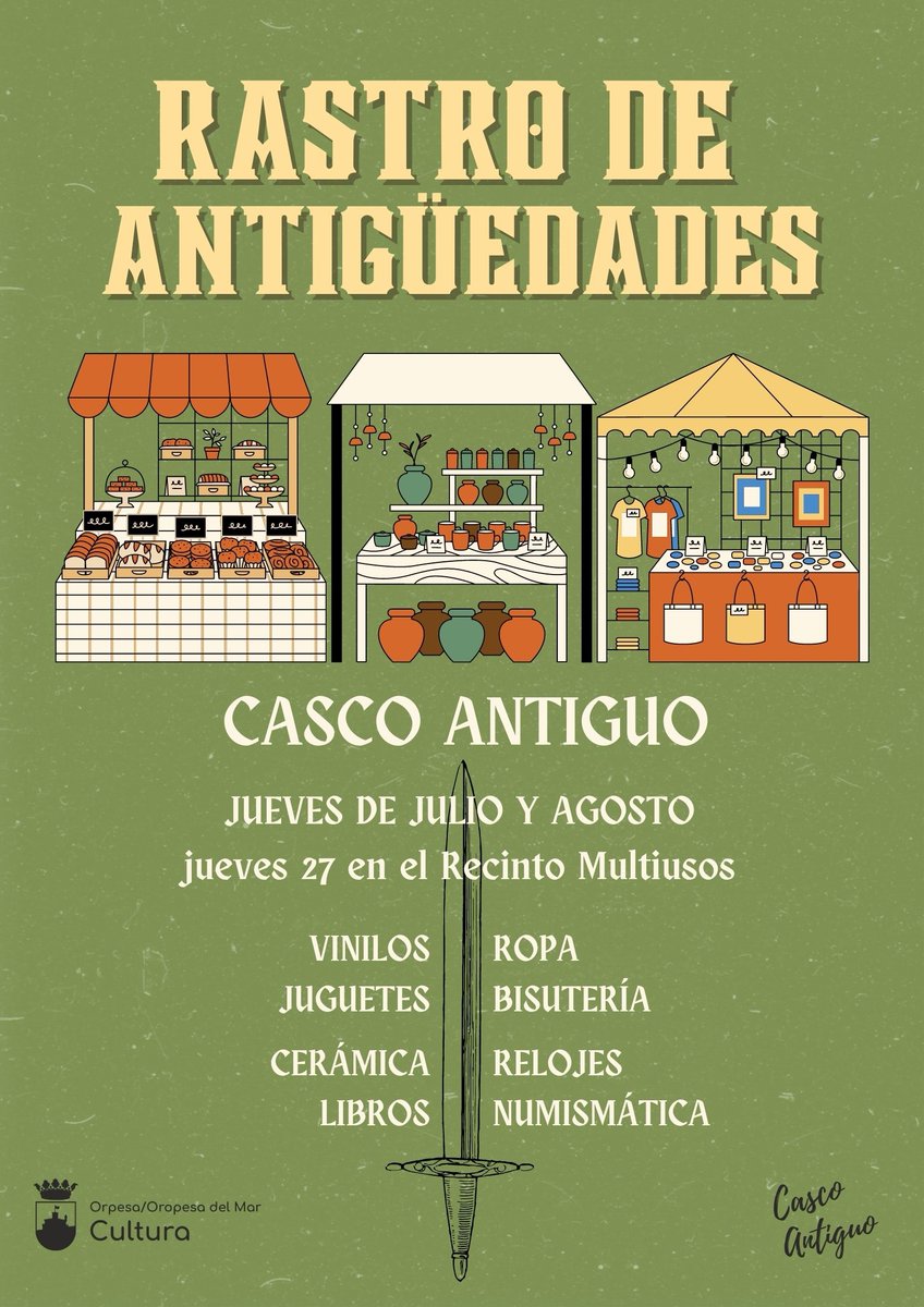 museooropesamar's tweet photo. ¡Atención amantes de las antigüedades y los tesoros ocultos! 
Todos los jueves en el Casco Antiguo rastro de antigüedades, artesanía y coleccionismo. 
Hora: de 18 a 22h.
¡No te pierdas esta maravillosa oportunidad!
#Antigüedades #RastroDeAntigüedades #CascoAntiguo  #CulturaOrpes https://t.co/ggyvpqHLbK