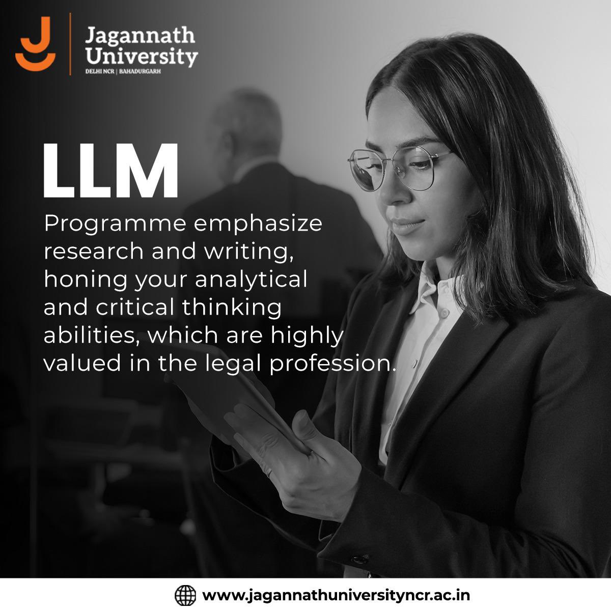 Jagannath_Uni's tweet image. Curious about the benefits of pursuing LLM? Swipe left to discover why an LLM degree can transform your legal career. From enhancing your credentials to expanding your global perspective, LLM programs at JU offer a world of opportunities.

#LLMPrograms #LegalCareer