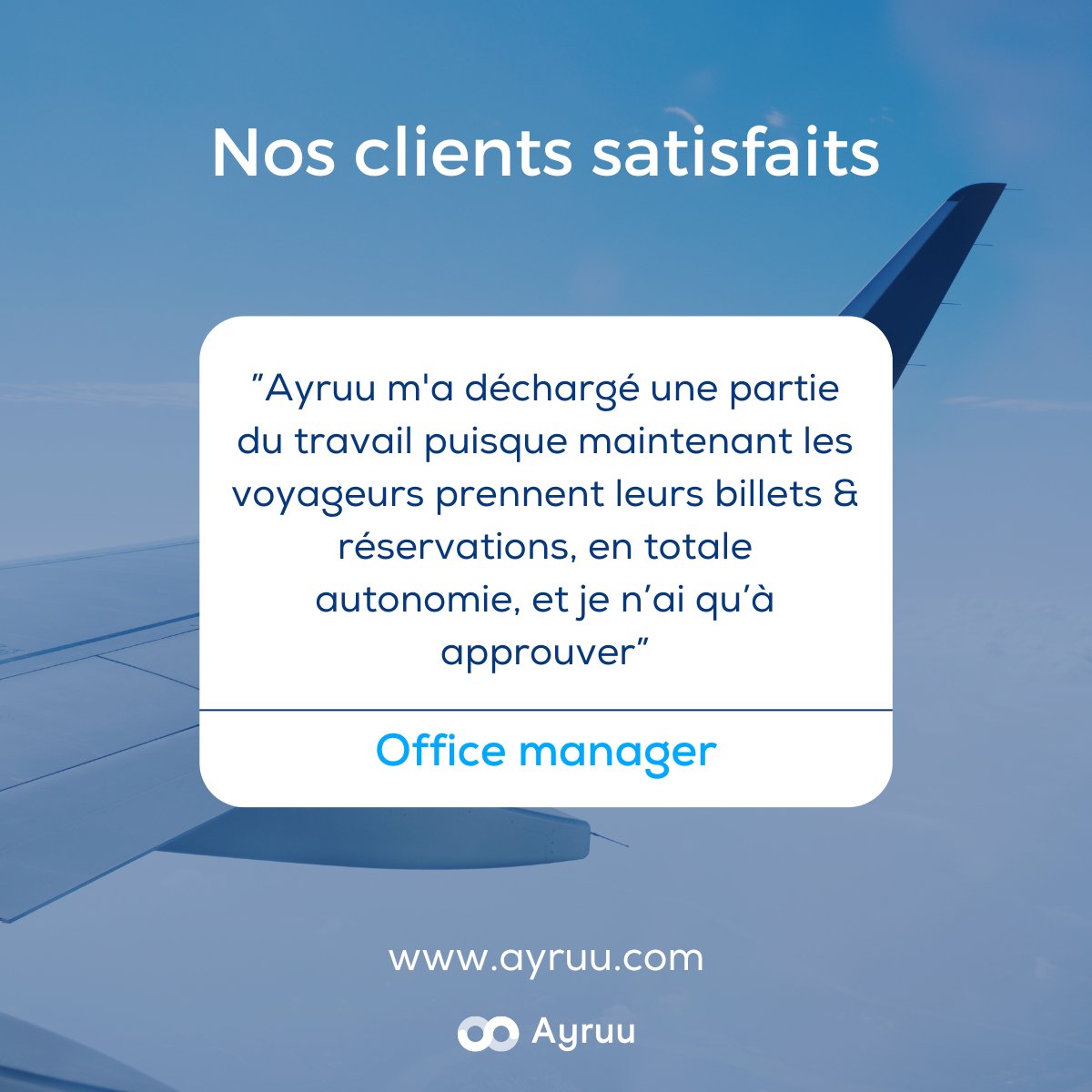 AyruuOfficial's tweet photo. Découvrez comment nos clients optimisent la gestion de leurs voyages d'affaires 𝐠𝐫â𝐜𝐞 à 𝐮𝐧𝐞 𝐬𝐞𝐮𝐥𝐞 𝐬𝐨𝐥𝐮𝐭𝐢𝐨𝐧 𝐭𝐨𝐮𝐭-𝐞𝐧-𝐮𝐧 ! 🌍 𝐃é𝐦𝐚𝐧𝐝𝐞𝐳 𝐮𝐧𝐞 𝐝é𝐦𝐨 𝐢𝐜𝐢 : https://t.co/PXNl4eakc0

#officemanagers #gestiondevoyage #travelmanagement https://t.co/qKwQbONH8Q