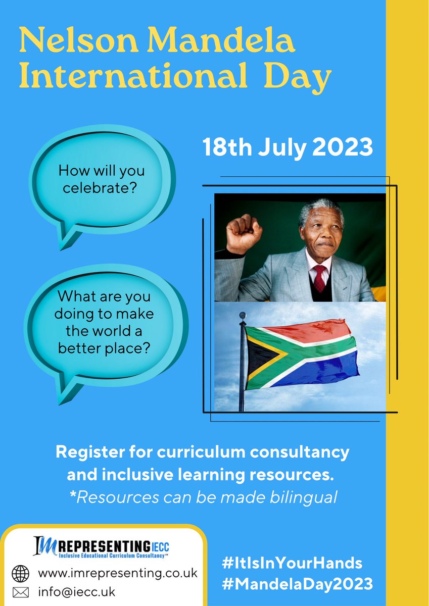 Nelson Mandela International Day is fast approaching! How will you celebrate and educate your pupils/children? Book a consultation session with us (website in bio) #imrepresenting #education #curriculumforwales #Nelsonmandela #decolonisationofthecurriculum #socialjustice