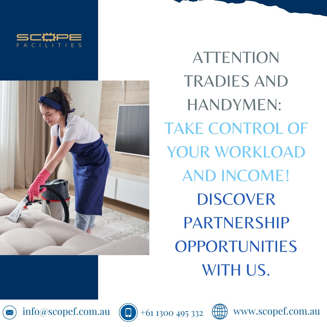 💼 Want More Work and Secured Pay? 💰 Be Our Partner and Unlock Exciting Opportunities! ✅ Contact Us Now to Find Out How! 

You can reach us here:
✉️info@scopef.com.au
📞+61 1300 495 332

#scopefacilitiesau #secureemployment  #steadyincome #guaranteedpay #skilledtrades #jobs