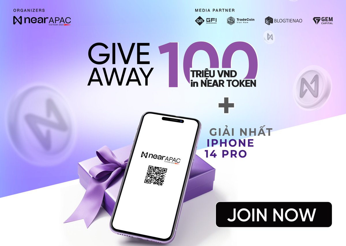 We're BORN TO WIN GIVEAWAY   

NEAR APAC GIVE AWAY nằm trong chuỗi sự kiện Blockchain quốc tế lớn nhất tại Việt Nam - NEAR APAC 2023!    

Tham gia ngay và dành thật nhiều point để có cơ hội trúng:    

⚡️01 Iphone 14 Pro dành cho bạn có point cao nhất   ⚡️10