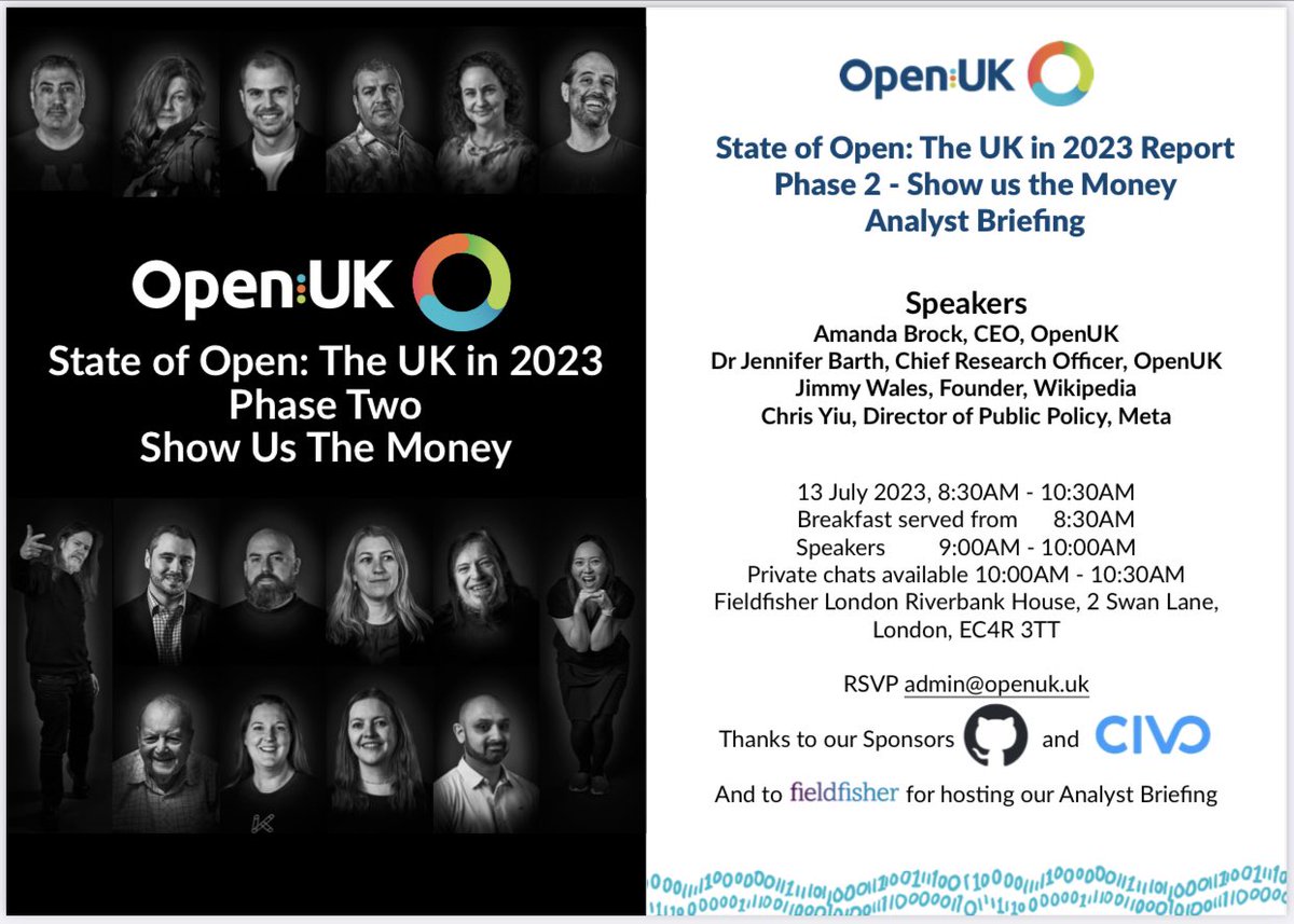 Getting ready to launch our State of Open: The UK in 2023 Report with an analyst briefing in the City with our friends <a href="/jimmy_wales/">Jimmy Wales</a> of <a href="/Wikipedia/">Wikipedia</a> and Chris Yiu <a href="/clry2/">Chris Yiu</a> of <a href="/Meta/">Meta</a> and <a href="/RunaCapital/">Runa Capital</a> #opensource #ai #openuk
