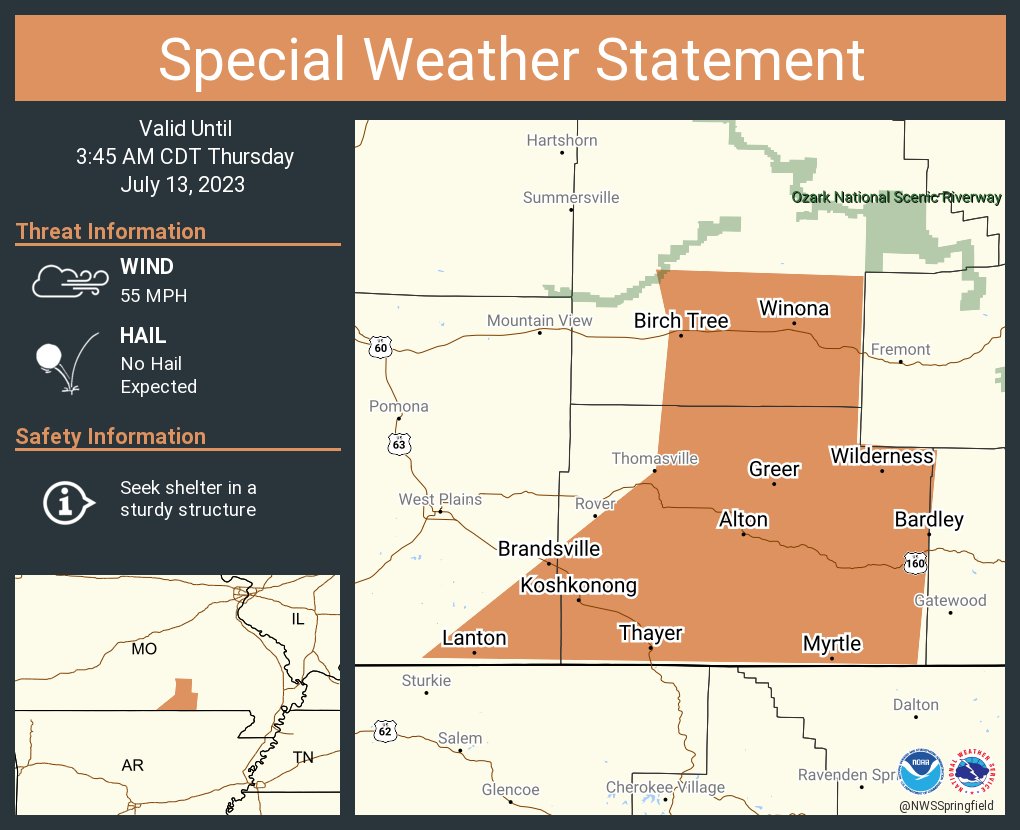 NWS Springfield on Twitter "A special weather statement has been