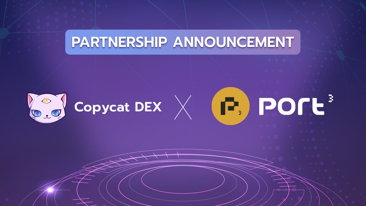 🔥#CopycatDex is thrilled to announce a partnership with <a href="/Port3Network/">Port3 Network</a>, a social gateway to #Web3! 🤝 

Exciting times ahead as we join forces to build amazing things together! 

Stay tuned for more updates!   

#CopycatDex #Port3 #DEX #Partnership