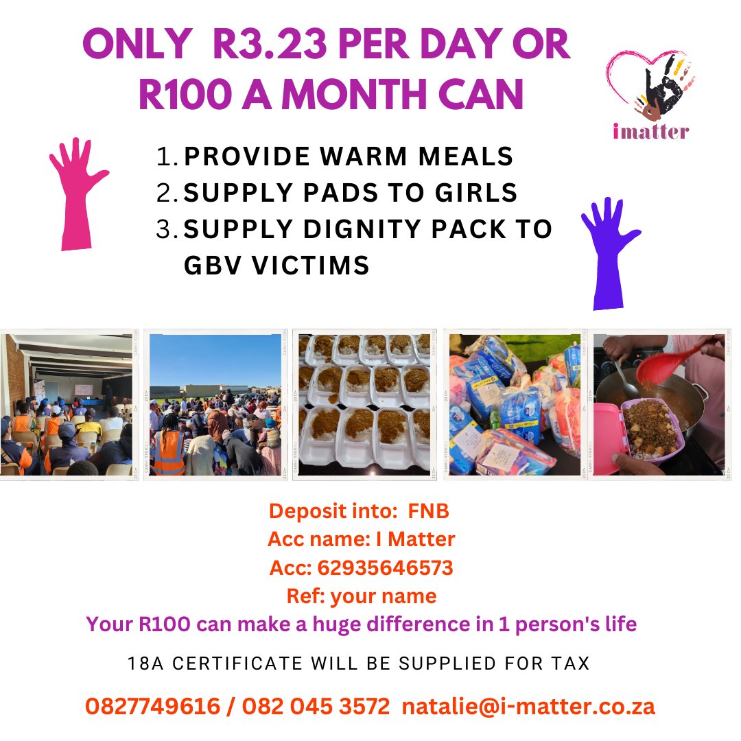 Natz717's tweet photo. @Radio702 @GiftoftheGivers 
Please help us share 

#community #npo #serving #children #women #Men #FoodSystems #feeding #dignity https://t.co/GZWWcuQ5gd