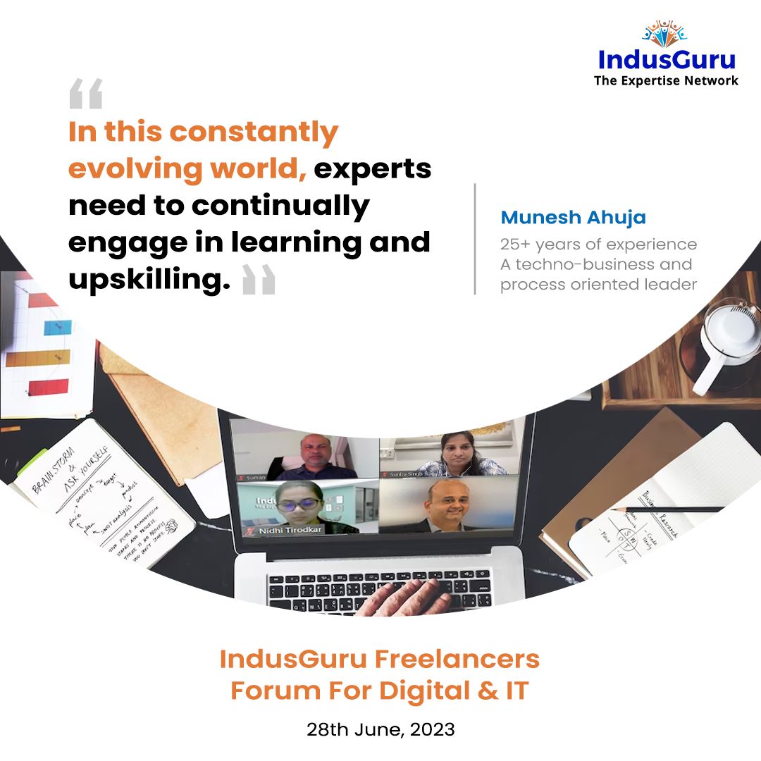 IndusGuru consultant Munesh Ahuja hit the nail on the head during the IT &amp; Digital Freelancer Forum. The message was clear: to thrive as a freelancer, staying ahead is key!  Unlike full-time employees, freelancers have to navigate a unique landscape.  #FreelancerForum#GigEconomy