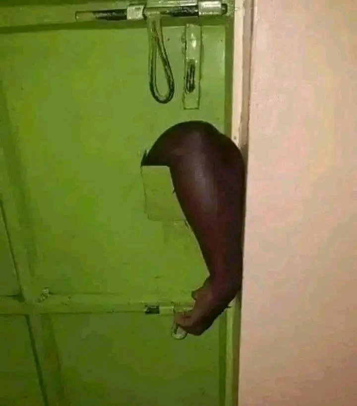 Imagine waking up to urinate in the night and you see this hand trying to open your door what will you do?