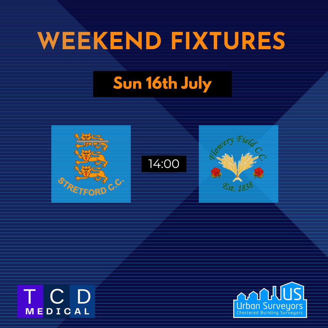 🏏FIXTURES🏏

SAT

1st XI face @WoodhousesCC at home. 

Match Ball Sponsor - Chris Sharp

2nd XI take the short journey to @SouthWestMcrCC 

SUN

3rd XI welcome @FloweryFieldCC to Lesley Road

#AllezLesBleus 🔵🟡