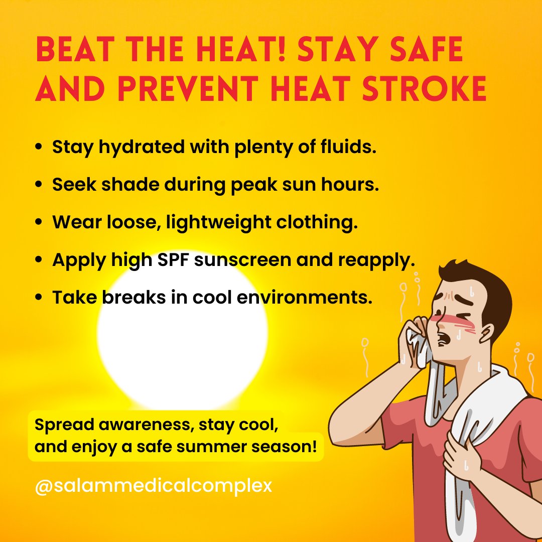 ComplexSalam's tweet photo. Embrace the Sunshine, Stay Cool, Stay Safe! ☀️💦

#salammedicalcomplex #healthcare #Medicalservices #SummerSafety #BeatTheHeat #StayCoolStaySafe https://t.co/KzDvuPm8w2