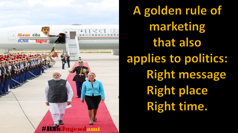nfthemis's tweet photo. A golden rule of marketing that also applies to politics:
Right message
Right place
Right time.
#SaveAriha #CNRbretagne
#BanJugendamt #ForcedGermanizationOfChildrenIsACrime
#EUROPFAS https://t.co/pGJd7F3t6H