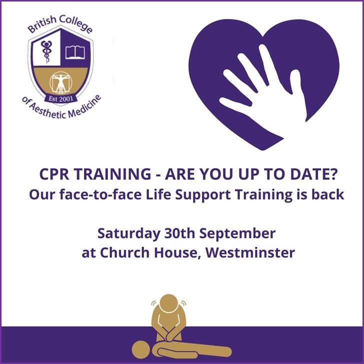 We are pleased to offer BCAM Members in person CPR sessions!

These sessions will be held at Church House, Westminster on 30th September during our yearly conference.

So don’t delay, book your place today: bcam.ac.uk/events

#doctor #dentist #CPR  #aesthetics