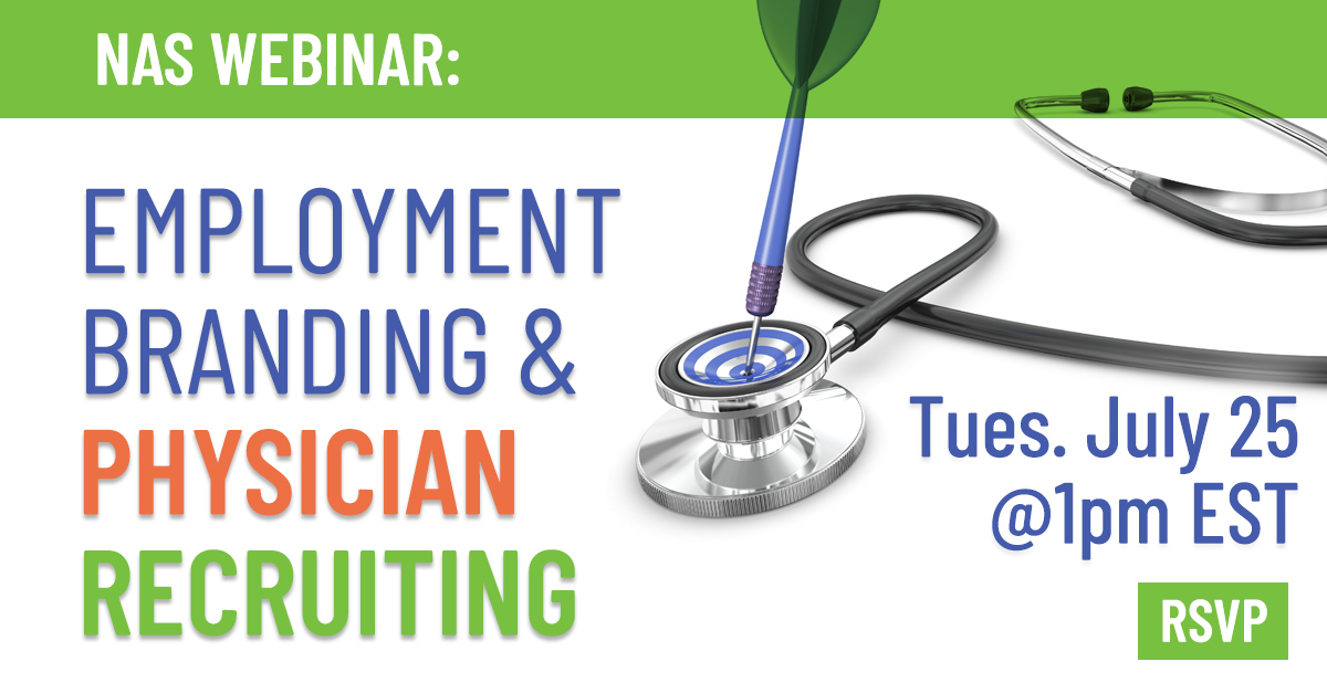 Join Matt Adam, Chief Talent Strategist, and Charles Kapec, Creative Director, from NAS, on an upcoming webinar to learn about Employment Branding and Physician Recruiting. Sign up: hubs.ly/Q01XCkFk0 #recruitmentmarketing #physicianrecruitment