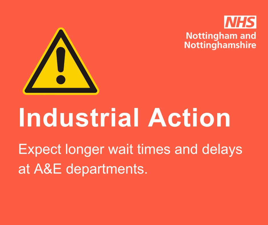 This week, industrial action is being taken by junior doctors from 7am Thursday 13 July - 7am Tuesday 18 July.

Please attend your appointment unless you are contacted to say it has been postponed.

For more information, visit: notts.icb.nhs.uk/.../nhs-prepar…