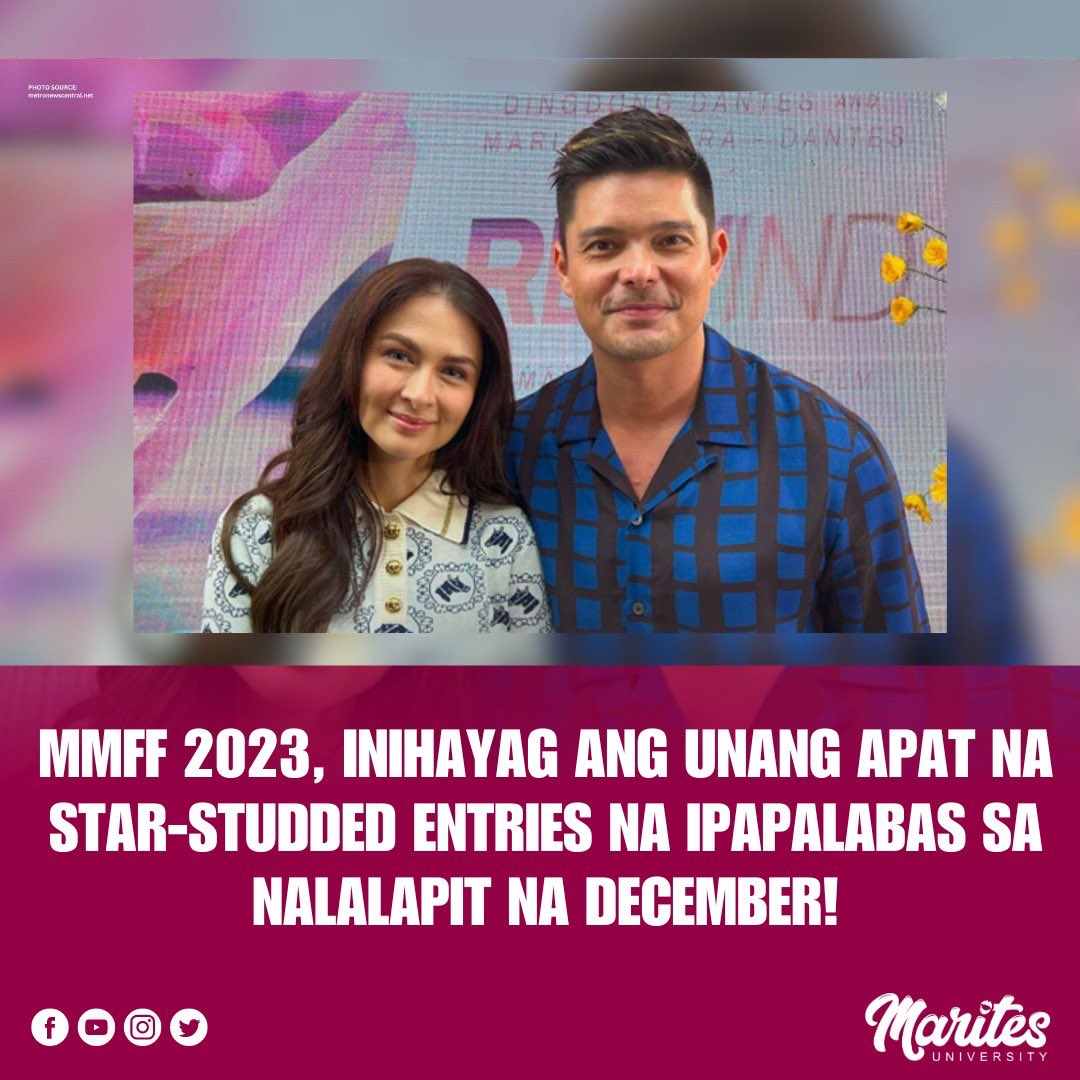 MMFF 2023, inihayag ang unang apat na star-studded entries na ipapalabas sa nalalapit na December.

Kasabay nito, ibinunyag din ng Committee ang kanilang mga nalalapit na plano para sa ika-50th anniversary ng film festival.

BASAHIN ang BUONG ISTORYA: maritesuniversity.com/article/201