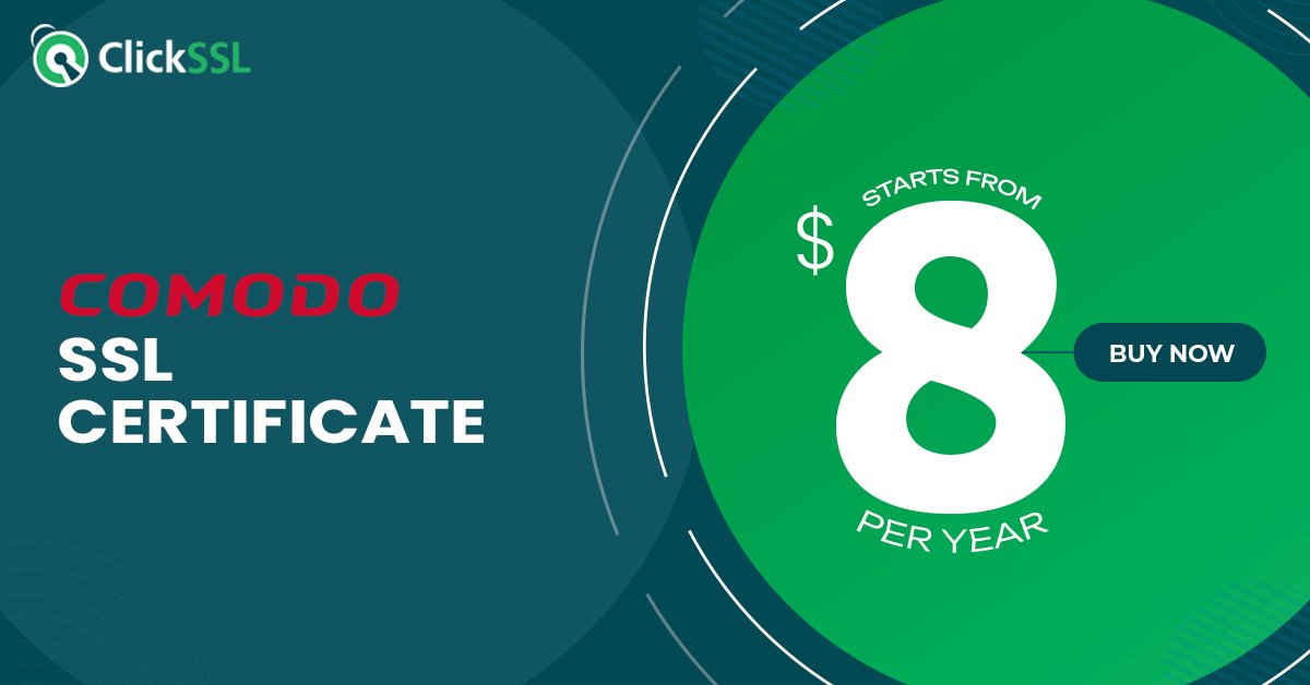 clickssl's tweet image. Buy Comodo SSL Certificates - Starting Price $8.00/yr.

Buy Now =&amp;gt; clickssl.net/cheap-price-co…

Get #Comodo DV, Wildcard SSL, EV SSL, Multi-Domain SSL and exchange server SSL at the best price.

#comodossl #ComodoSSLCertificate #SSL #https