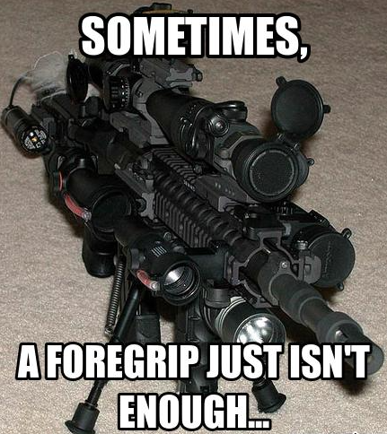 MidsouthShooter's tweet image. For when you need a foregrip, and a bipod, and a flashlight, and another flashlight, and..... #attachments #excessive #foregrip #accessories #ar15 #flashlight #bipod #acog #eotech #nightforce#backup #backupsights #loadyourown #ammo #midsouthshooters #2a *NO SALES ON SOCIAL MEDIA*