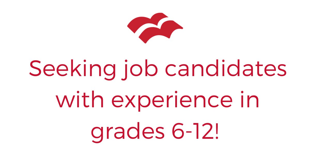 We're interviewing now for multiple positions supporting secondary schools!  Learn more and apply at: loom.ly/suiQxvY   Search job ID: 354231
