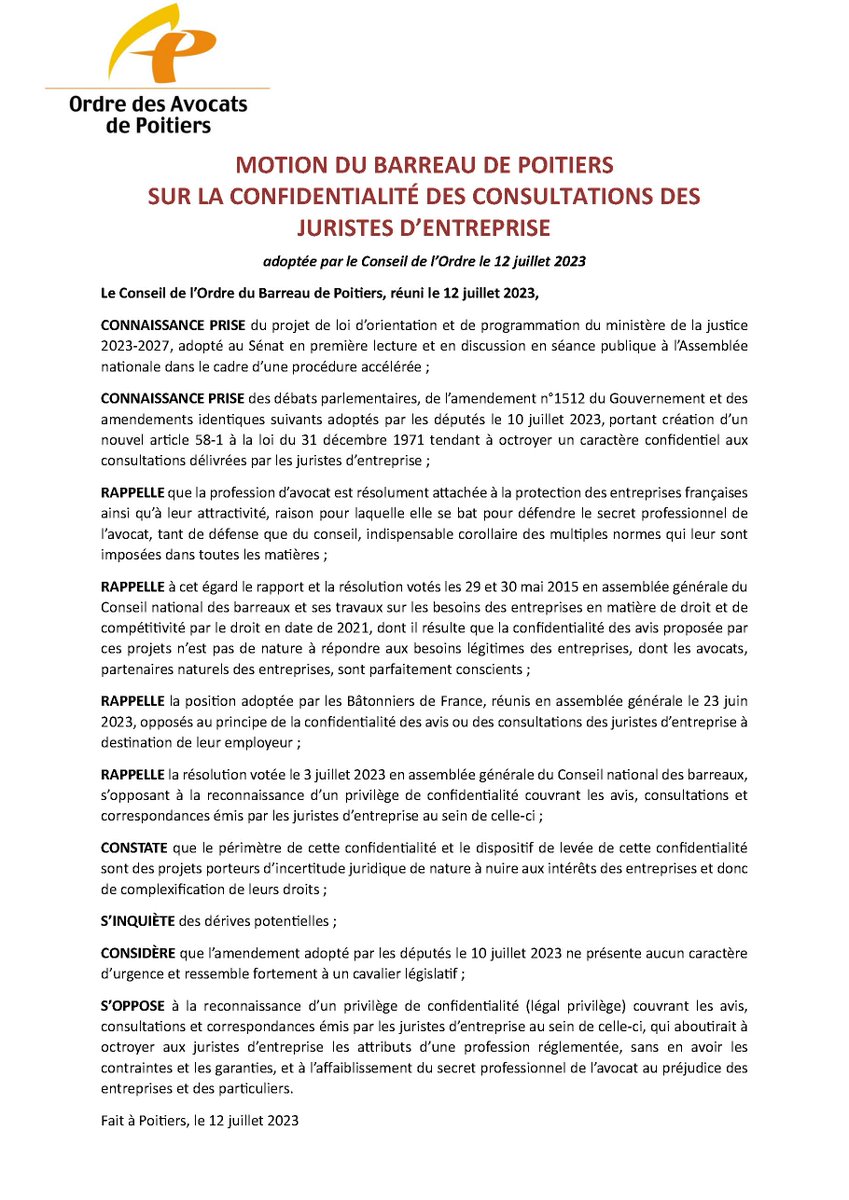 Barreau de Poitiers (@avocatspoitiers) on Twitter photo 
